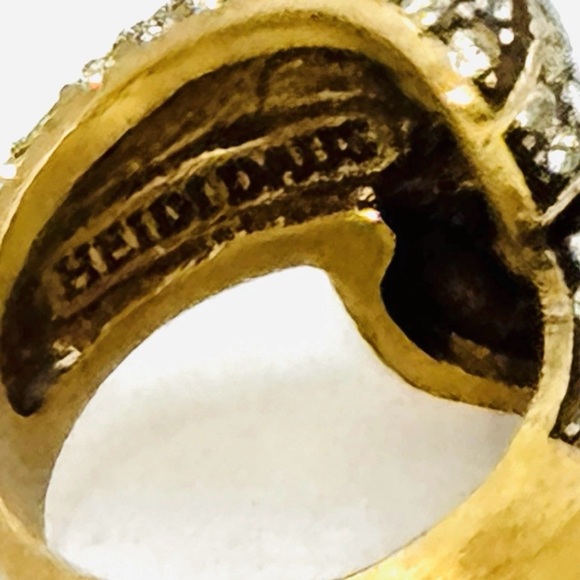 Heidi Daus Gold and Light Blue Crystal Ring